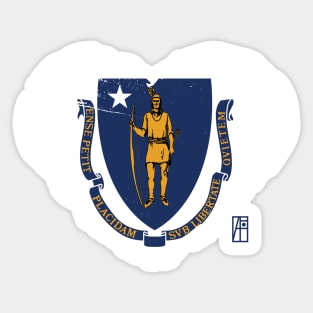 U.S. State - I Love Massachusetts - Massachusetts Flag Sticker